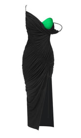 Geteiltes Maxikleid in Schwarz